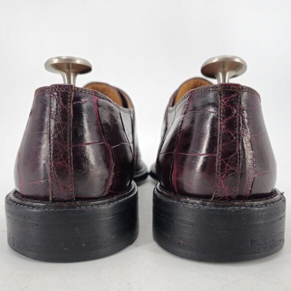 Vintage David Eden Exotic Alligator Burgundy Monk Strap Loafer Men 12 Dress Shoe main image 7
